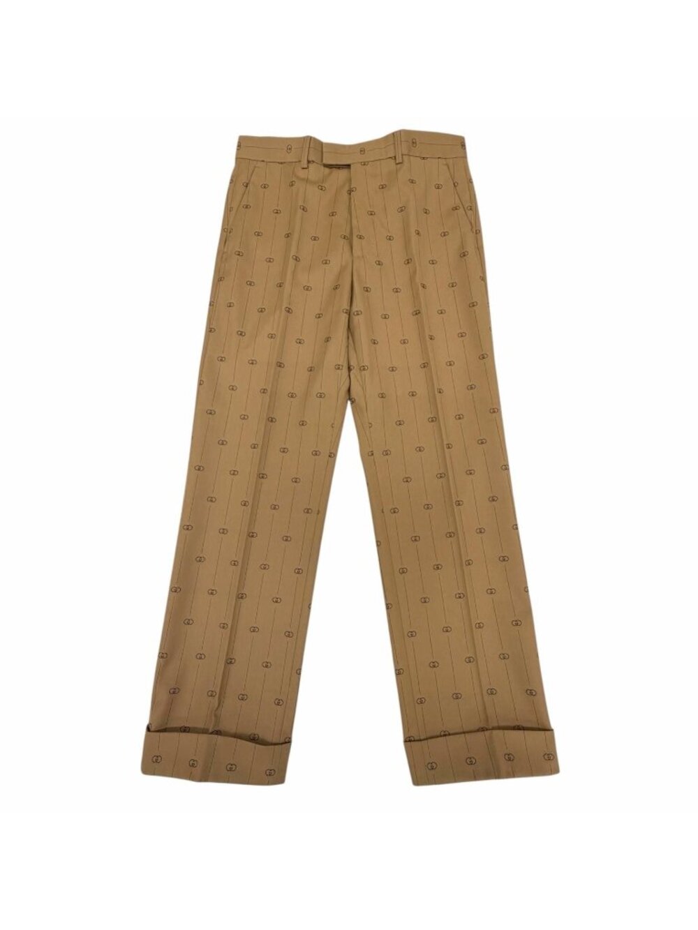 Gucci Wool 100% Interlocking G Striped Pants Trousers Beige